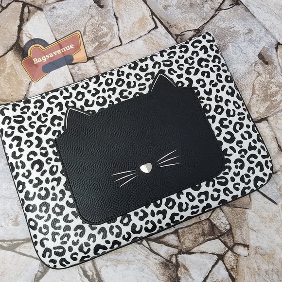 kate spade Handbags - Black MEOW CAT LARGE ZIP POUCH CLUTCH WLR00592 NWT $109 KATE SPADE #Bagsavenue